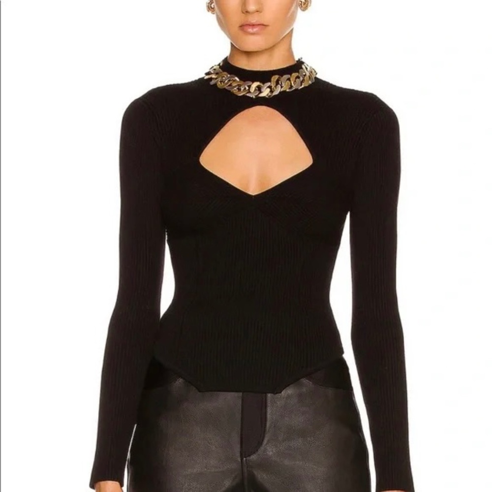 Fleur du Mal Mock Neck Décolleté rib knit top